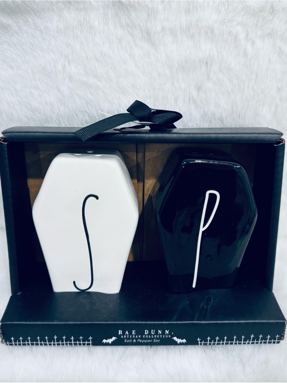 Rae Dunn coffin salt & pepper Halloween table favourite NWT
